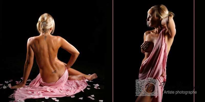 boudoir rose blonde nue artistique
